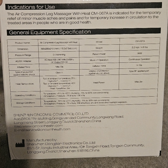 CINCOM Air Compression Leg Massager with Heat brand new still in box - Picture 3 of 3